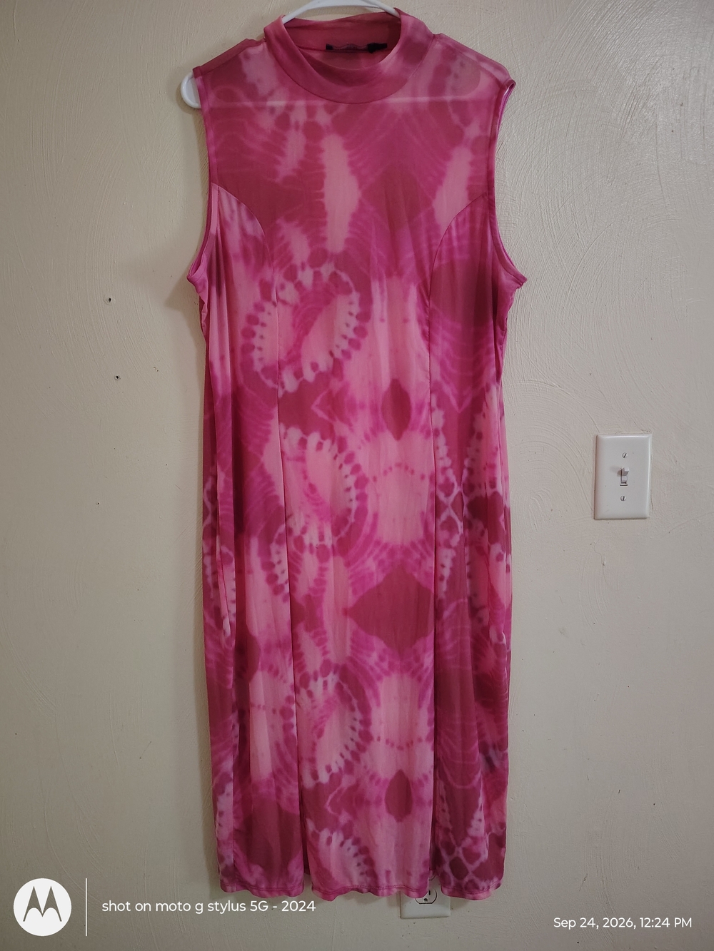 Fashion to Figure Pink Tie-Dye Mock Neck Sleeveless Dress